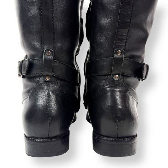 Vintage LL BEAN black leather tall equestrian boots with buckle trim - Picture 9 of 16